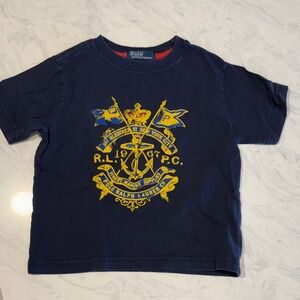 Polo by Ralph Lauren Navy Tee with Yellow Crest Graphic